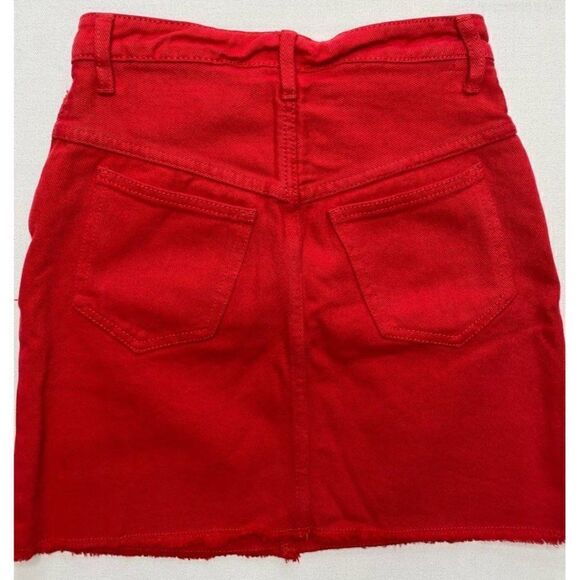 J Galt PacSun Red Buttonfly Cotton‎ Mini Denin Skirt Sz XS NEW - Picture 7 of 8